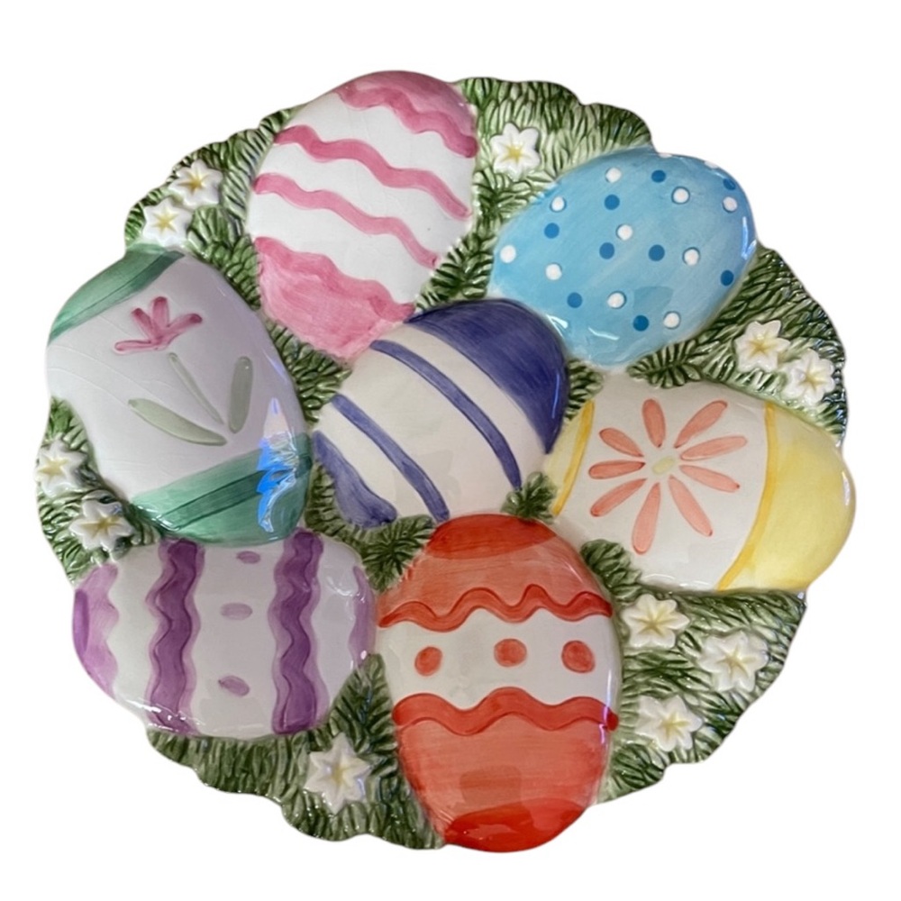 Fitz & Floyd Essentials Easter Egg Canape Collector Plate Easter Colors 7.5”